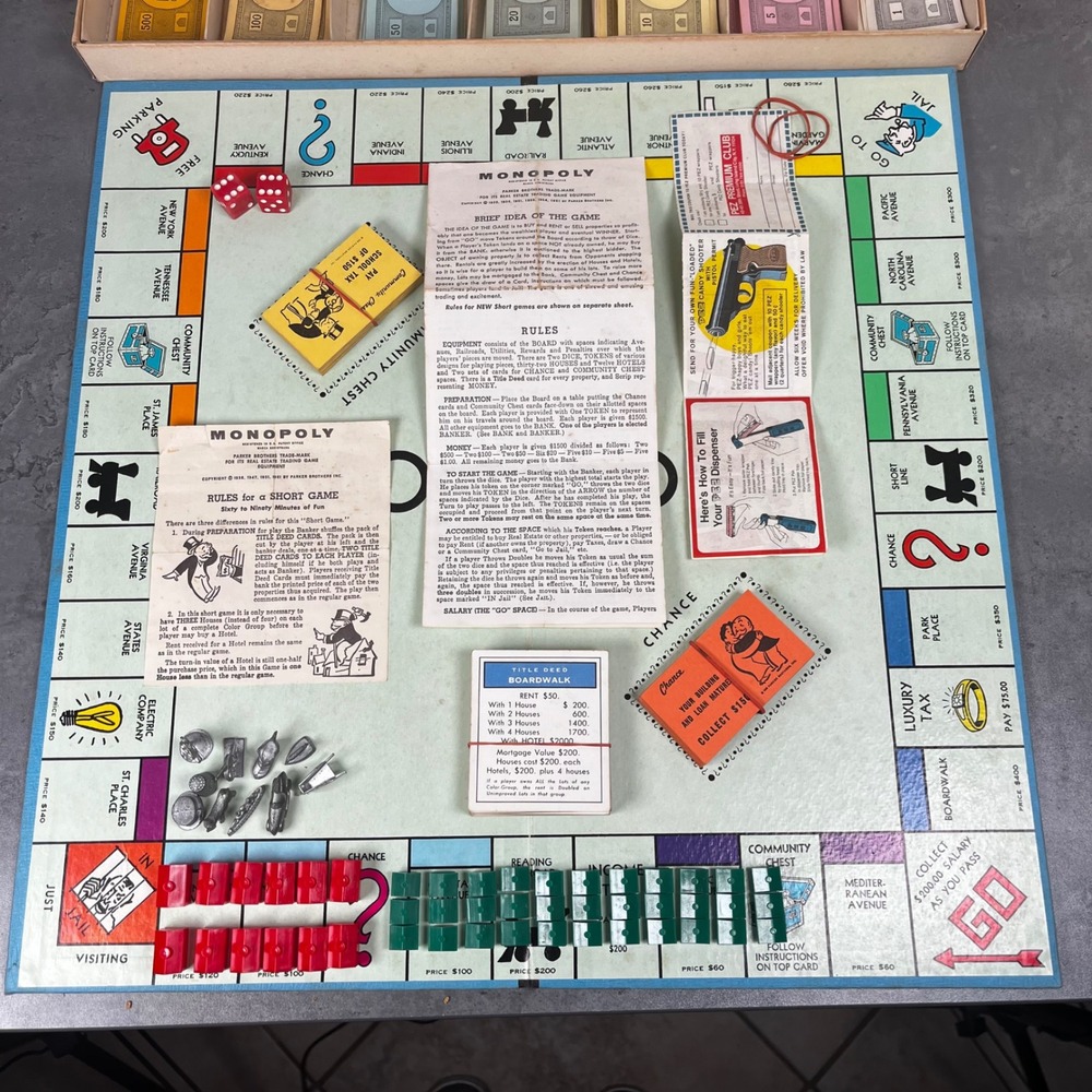1961 Edition Monopoly Board Game Parker Brothers Real Estate Game MCM Complete! - Picture 3 of 16
